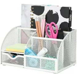 Tischelement Organizer, Mesh & Metall Platzsparendes Desk Organizer für Büro Zuhause Schule, Grau