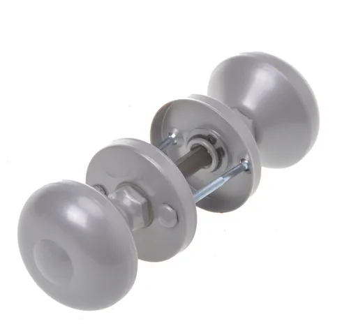 Aqbau® Set 2 tlg. Türknopf Drehbar auf Rundrosette Knopfdrücker Türknauf Silber