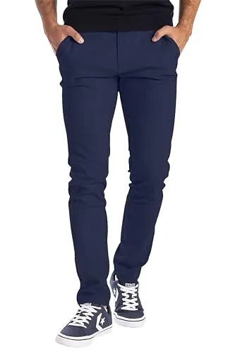 BlauerHafen Herren Chino Hose Casual Chinohose Baumwolle Freizeithose Arbeitshose Stretch Outdoorhose Pants Trousers Essentials Herren Legere Stretch-Chinohose in sportlicher (36W / 32L, Navy)