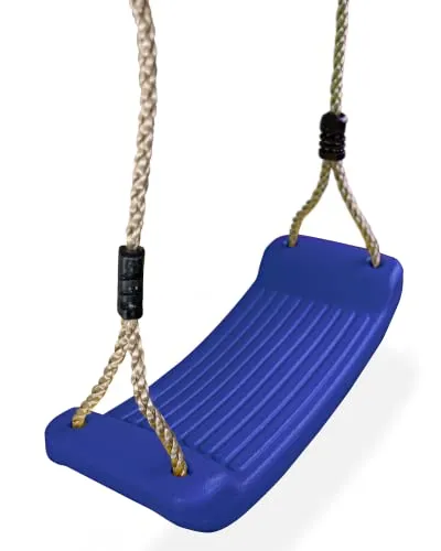 HOQ Schaukel-Sitz - verstellbares Schaukel-Brett - rutschfeste, wetterfeste Kinder-Schaukel - Garten- & Spielplatz-Zubehör - Indoor & Outdoor - Blau