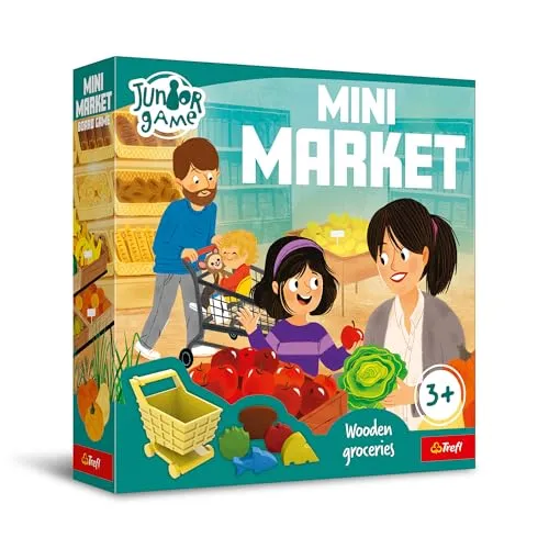 Trefl - Mini Market, Junior Game - Brettspiel für Kleinkinder, Zwei Varianten, Interessante Spielfiguren, Große Elemente, Einfache Regeln, Schöne Illustrationen, Lernen durch Spielen, ab 3 Jahren