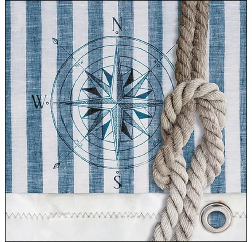 Ambiente Serviette Motiv : Compass and Rope in blau von Ambiente