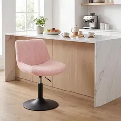 Höhenverstellbarer Schminkstuhl mit Teddy-Fleece-Bezug in Rosa