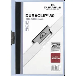 Durable Klemmhefter 2200-06, Duraclip, A4, für 30 Blatt, blau