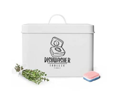 Sendez Aufbewahrungsbox für Geschirrspültabs Metalldose Waschpulverdose