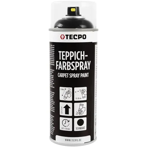 TECPO Teppich Farbspray, 1x 400ml Textilfarbe schwarz Teppichspray für Auto Matten Fussmatten Stoff Gummi Kunststoff Innenraum Aufbereitung