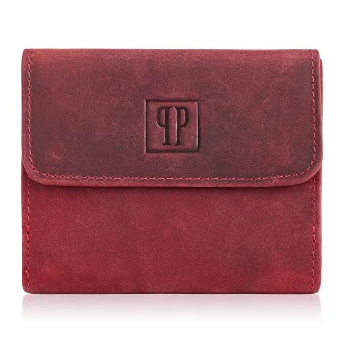 Geldbörse Damen Leder klein Vintage Paolo Peruzzi T-11 rot