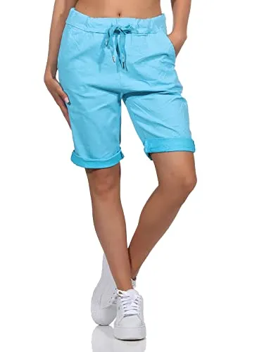 Sockenhimmel Kurze Damen Sommerhose Chino Shorts Jeans Bermuda (as3, Numeric, Numeric_40, Numeric_42, Regular, Regular, Türkis)