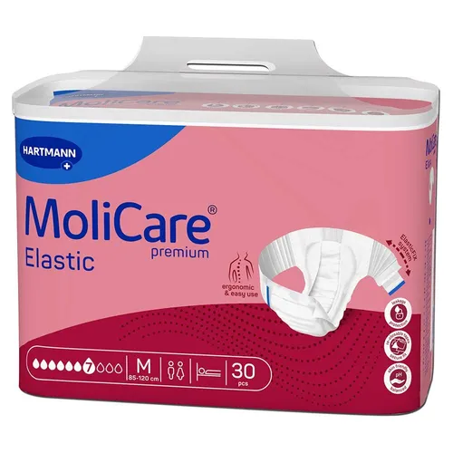 MoliCare Premium Elastic 7 Tropfen M - Elastische Inkontinenzslips - Inkontinenzeinlagen mit hohem Tragekomfort, ideal für schweren Schutz. Die elastischen Seitenteile und seitlicher Auslaufschutz bieten diskrete Sicherheit.