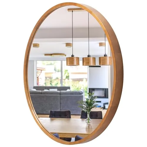 STOLARNIA PIKA Wandspiegel mit Holzrahmen (∅80 cm) in braun von STOLARNIA PIKA