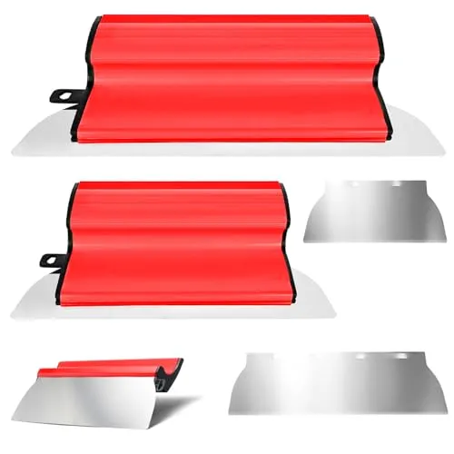 Flächenspachtel Profi 40cm + 25cm Rostfrei Edelstahl mit austauschbarer Klinge (0,3mm) – Spachtel Werkzeug für Wände & Decken – Verputzer Werkzeug, Flexible Glättungsspatel, Ergonomischer Griff