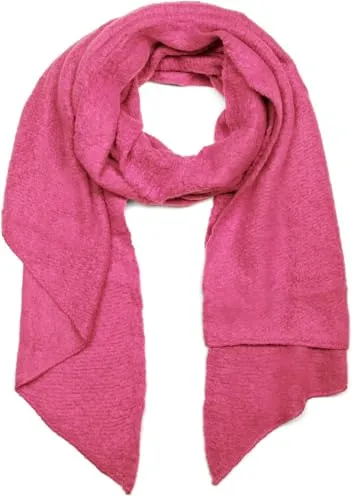 styleBREAKER Damen Schal aus weicher Viskose | einfarbiger Webschal in asymmetrischer Form | große Stola für Herbst und Winter Looks, Farbe:Fuchsia