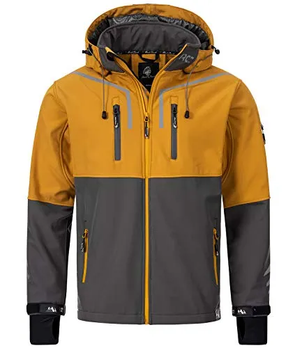 Rock Creek Herren Softshell Jacke H-222 - Anthrazit 5XL - Funktionsjacken - Wasserabweisend, winddicht und atmungsaktiv für optimale Bewegungsfreiheit bei Outdoor-Aktivitäten. Hochwertige Verarbeitung mit abnehmbarer Kapuze und reflektierenden Details.
