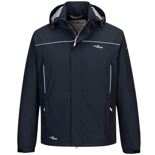 Blue Wave Herren Funktionsjacke Klaas - Wasserdichte Regenjacke in Schwarz 4XL - Funktionsjacke für Herren, wasserdicht und atmungsaktiv mit 10.000 mm Wassersäule. Ideal für Outdoor-Aktivitäten, verstaubar in eigener Tasche, moderne Optik und optimaler Schutz bei jedem Wetter.