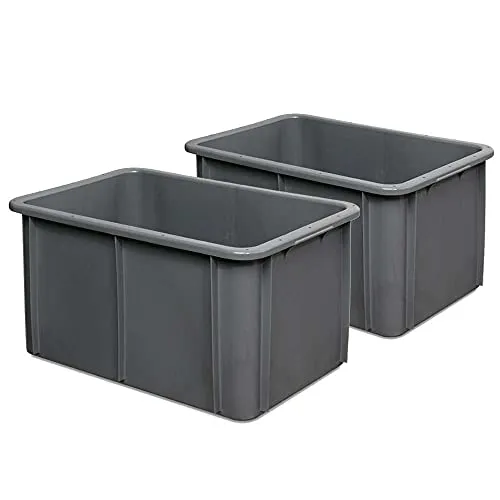 Lebensmittelbehälter 60 Liter, grau - Schwerlastbehälter für Materialtransport, mit robustem Design aus strapazierfähigem PE-HD für langlebige Nutzung.