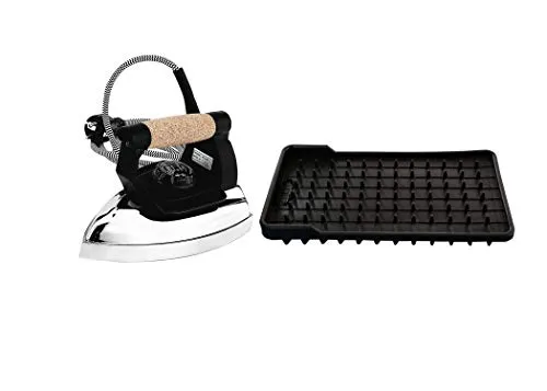 Lelit PS355 Trockenbügeleisen - Aluminium, schwarz Silber, schnelles und perfektes Bügeln für alle Stofftypen mit rutschfestem Korkgriff