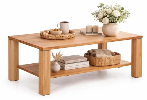 Sofatisch Kernbuche mit Rollen 115x70 – Flexibel und Stilvoll