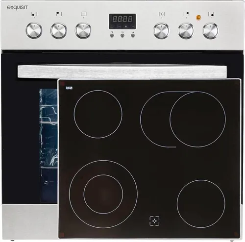 Exquisit Herd-Set EHE185-1.2-Set | 58L Backofen mit Timer - Herdset mit 58 Liter Backvolumen und präzisem Digitalen Timer für perfekte Koch- und Backergebnisse. Energieeffizienzklasse A spart Strom und sorgt für einen modernen Look in Ihrer Küche.