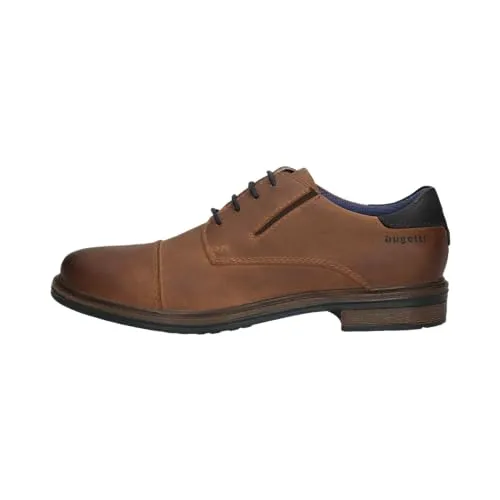 bugatti Herren Businessschuhe, Derby Schnürer in Cognac - Herren-Schnürhalbschuhe mit bequemer Weite und klassischem Design, ideal für Büro und Freizeit.