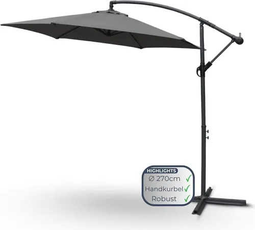 DELUKE Ampelschirm 270cm mit Schutzhülle – Wetterfest & Stilvoll
