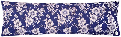 Heubergshop Seitenschläferkissenbezug, (1 Stück), Seersucker 40x145cm Geblümt Blumen 100% Baumwolle (EW-Blumen-Blau)