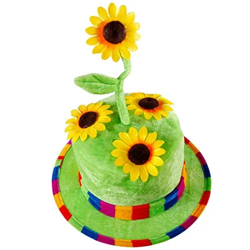 Amakando Stylischer Blumenhut für Clowns/Grün/Flower Power Damenhut & Herrenhut/EIN Blickfang zu Fasching & Karneval