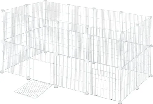 EUGAD Freigehege, für Kaninchen,Laufstall Laufgitter mit Tür 142x72x72cm