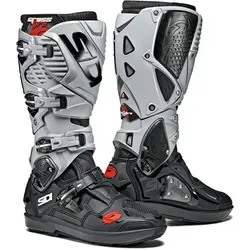 Sidi Crossfire 3 SRS Stiefel - Schwarz/Hellgrau - 45 EU - Motorradstiefel mit innovativem SRS-Sohlenwechsel-System, optimaler Knöchelschutz und anatomisch geformte Ferse für maximalen Komfort und Sicherheit beim Offroad-Fahren.