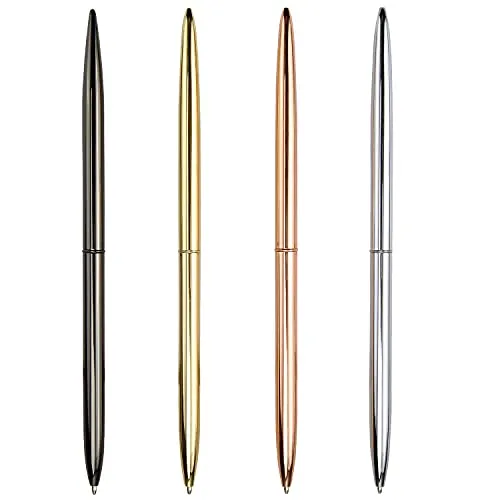 YiliYa 4 Stück Kugelschreiber, Dual Heads Rotation Metall Kugelschreiber, Büro/Hotelbedarf, schwarze Tinte, Privat oder geschenk (schwarz, roségold, gold,silber)