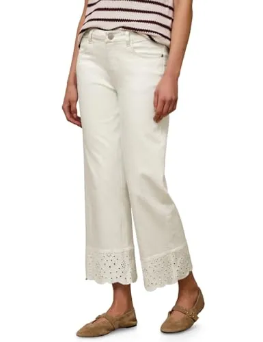 Street One Studio Mid Waist Wide Leg Jeans mit Embroidery Ecru Washed 34