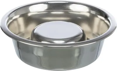 TRIXIE Napf-Set Trixie Slow Feeding - Edelstahlnapf, 1500 ml Fassungsvermögen und 24 cm Durchmesser, ideal für langsames Fressen und gesunde Verdauung