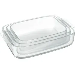 Glas-Auflaufform 3er Set - Ideal für Lasagne und Gratins - Auflaufformen aus Glas, spülmaschinenfest und perfekt zum Zubereiten von Lasagne, Gratins und mehr. Mit 38 cm Breite und 6,5 cm Höhe für vielseitigen Einsatz.