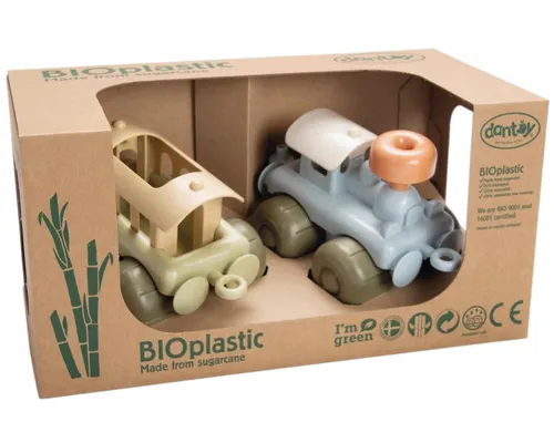Dantoy Bio-Linie Züge, 2 Stück - Nachhaltige Züge aus biologisch abbaubarem Material, ideal für Kinder ab 24 Monaten, fördern Kreativität und motorische Fähigkeiten.
