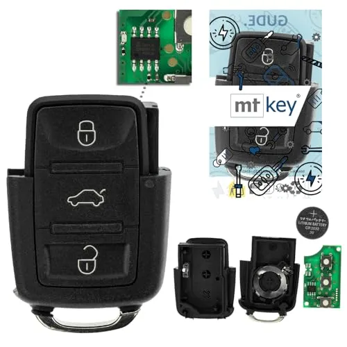 MT-KEY Funk Schlüssel Sender 434MHZ kompatibel mit VW Bora 1J Golf IV Polo 9N Beetle 9C Seat Leon 1M Toledo Skoda Fabia I Octavia Superb 1J0959753AH