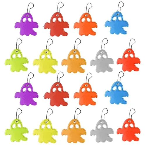 JSUOEO Reflektierender Anhänger, 18 Stück Reflektoren Kinder Set Wasserdicht Reflektierende Geist Anhängers für Schultasche Kleidung Rucksack Radfahren Gehen Laufen