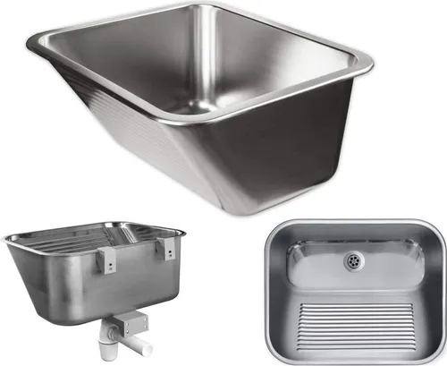 VBChome Ausgussbecken 63 x 53 x 25 cm aus Edelstahl - Sanitärinstallation: Robustes Ausgussbecken aus rostfreiem Edelstahl mit antibakterieller Oberfläche für hohe Hygiene und einfache Reinigung. Ideal für Gewerbe und Haushalt.