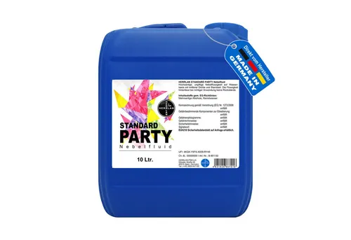 STANDARD PARTY Nebelfluid 10 Liter - HERRLAN-Qualität - Sonstige Angebote - Ungiftige, wasserbasierte Nebelflüssigkeit für besondere Lichtshows, geruchsneutral und ideal für Partys und kleinere Räume.