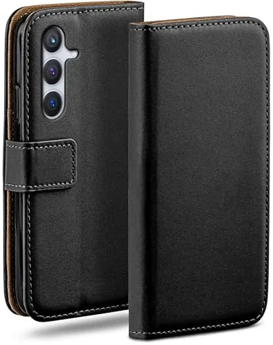 moex für Samsung Galaxy S24 Plus Hülle mit Kartenfach, Handyhülle klappbar 360 Grad Schutzhülle, PU Leder Handytasche Samsung Galaxy S24 Plus Klapphülle Flip Case, Schwarz