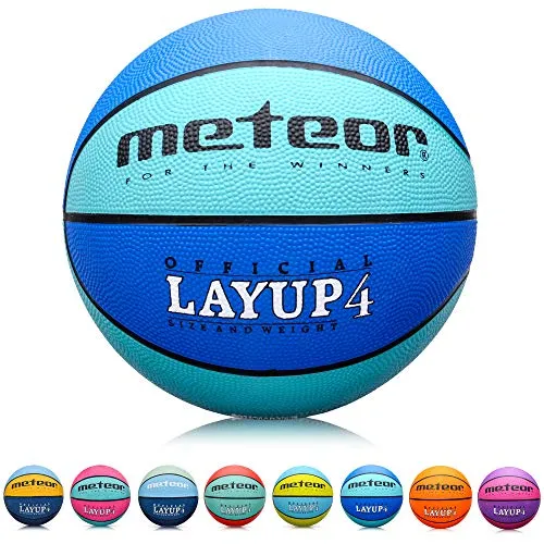 Meteor® Basketball Layup Jugend ideal auf die Kinder-hände 5-10 Jahre Mini Basketball für Ausbildung weicher Outdoor mit griffiger Oberfläche (Größe #4, Blau)