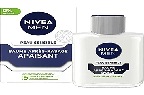 NIVEA MEN Sensible Haut After Shave Balm (1 x 100 ml), After Shave Pflege angereichert mit Kamille & Hamamelis, Gesichtspflege für Männer 0% Alkohol für empfindliche Haut