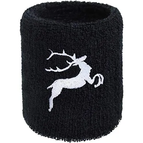 Designer Schweissband Hirsch Stickerei Sprunghirsch Schweißband Jäger Hunter-Sport Bestickt & Absorbierendes Frottee Outdoor Sports Wristband Geschenk Schweiß-Armband