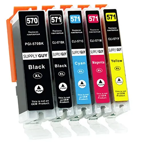 Produktbild Supply Guy 5 XL Druckerpatronen kompatibel mit Canon PGI-570 CLI-571 für MG5700 MG5750 MG5751 MG5752 MG5753 MG6800 MG6850 MG6851 MG6852 MG6853 TS5000 TS5050 TS5051 TS5053 TS5055 TS6050 TS6051 TS6052