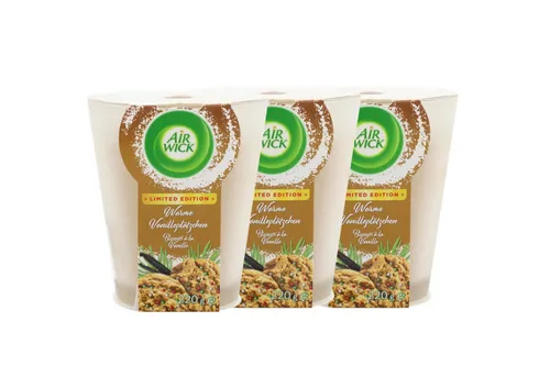 Air Wick Duftkerze 3x Air Wick Wohlfühl Duftkerze Warme Vanilleplätzchen im Glas je 220g