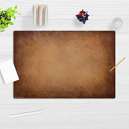cover-your-desk.de Abwaschbare Schreibtischunterlage - Leder Optik Braun - Schreibunterlagen aus hochwertigem premium Vinyl, rutschhemmend und ideal zum Schutz vor Verschmutzungen. Perfekt für Schule und Home Office!