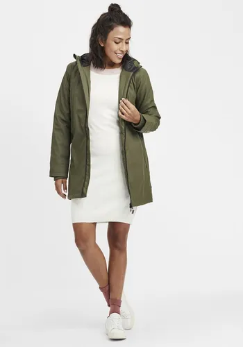 OXMO OXJanina Damen Regenmantel mit Kapuze - Wetterfeste Regenjacke für jede Jahreszeit, mit elastischen Kordeln, Reißverschlusstaschen und nachhaltiger Verarbeitung. Ideal für stilvolle Outdoor-Aktivitäten!