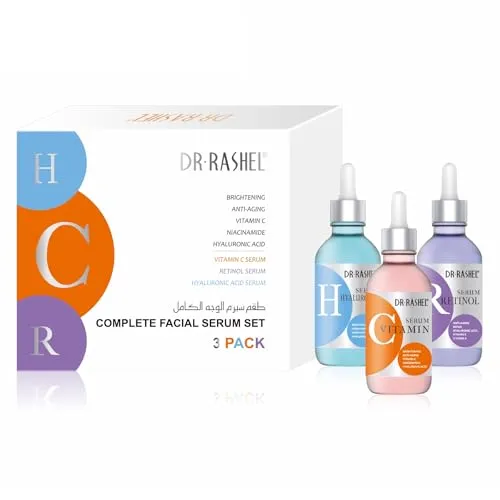 Gesichtsserum 3er Set Vitamin C, Retinol & Hyaluron Serum für Gesicht 3x30 ml - Anti Aging Serum für Feuchtigkeit, Glow Booster & Aufhellen - Serum gegen Falten - auch für Microneedling geeignet