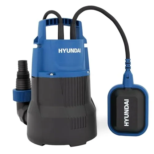 HYUNDAI Klarwasser-Tauchpumpe TP40009C | flachsaugend | 400 W, Fördermenge 9.000 l/h, | Eintauchtiefe: max. 7 m, Förderhöhe: max. 6 m | Partikelgrösse: max. 5 mm | Schwimmschalter