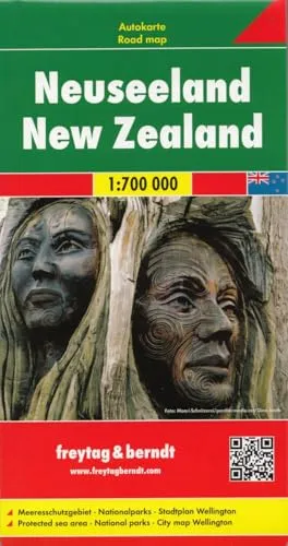 Neuseeland, Autokarte 1:700.000: Meeresschutzgebiete, Nationalparks, Stadtplan Wellington