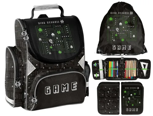 PASO Schulranzen Set 3 teilig Tornister Cars Elsa Einhorn Gamer Nasa Fußball Spiderman (3 er Set)