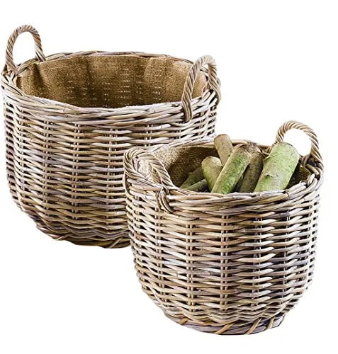 Kobolo Kaminholzkorb Rattankorb rund 2er Set von Kobolo